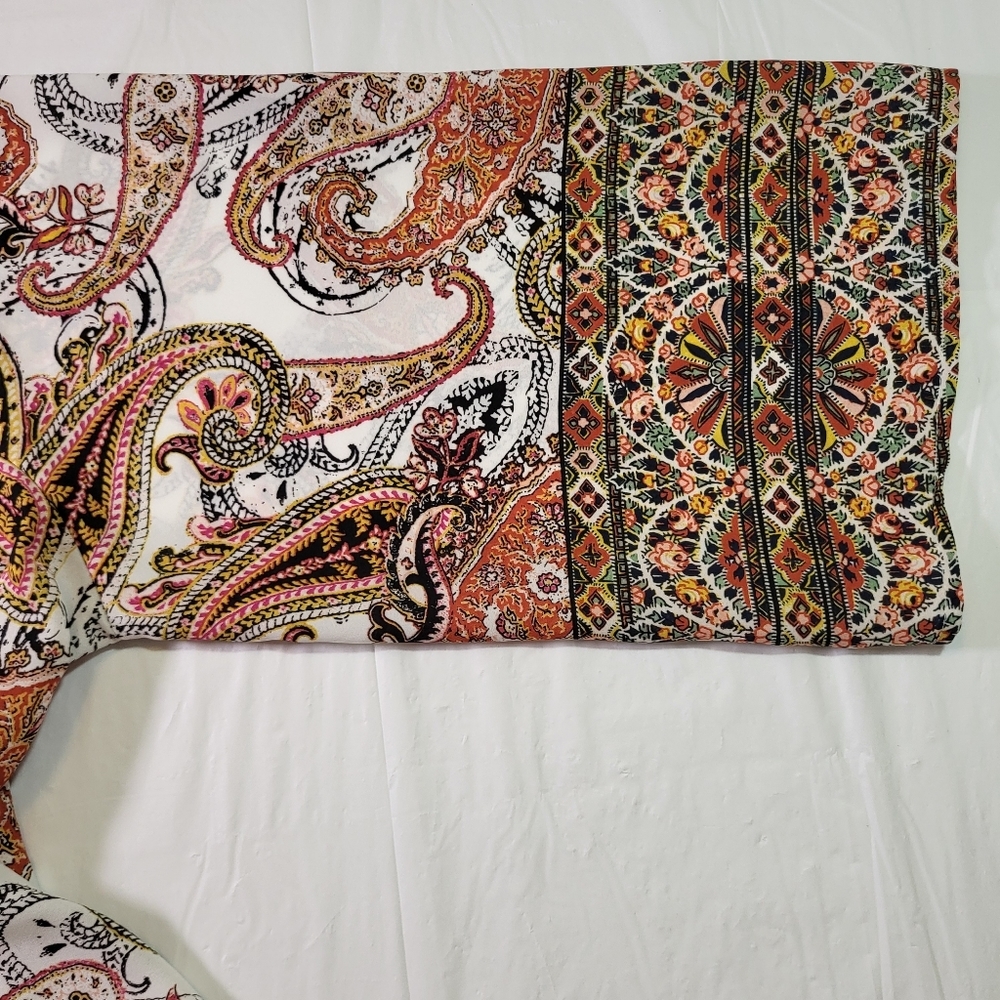 CATO Rust and White Paisley Print Flutter Sleeve Top - Plus Size 18/20W - Picture 8 of 9